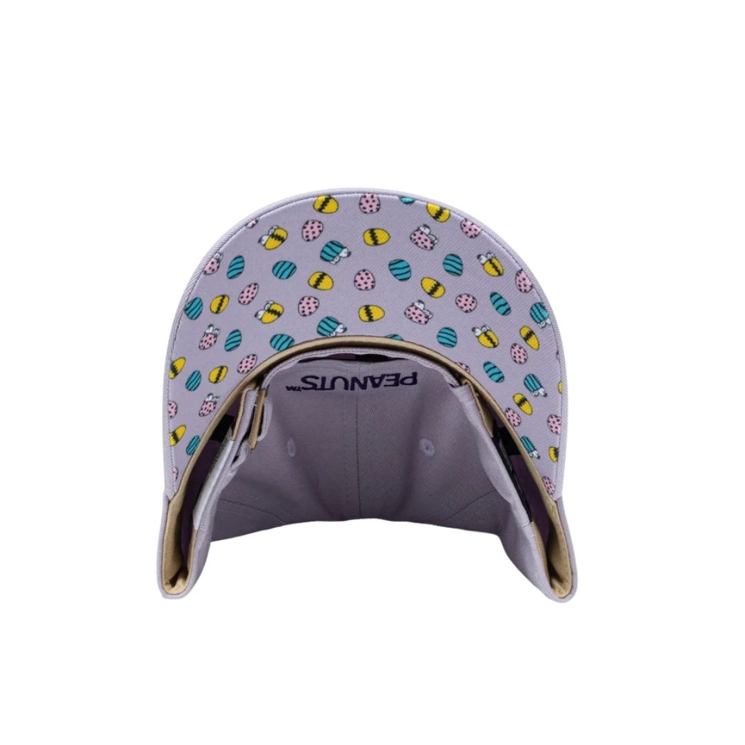 Topi Snoopy 9TWENTY PEANUTS Easter Soft Lavender dengan Easy Snap