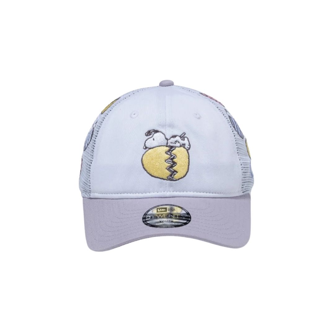 Topi Snoopy Kids 9TWENTY Tracker PEANUTS Paskah White Soft Lavender 52–55.8cm