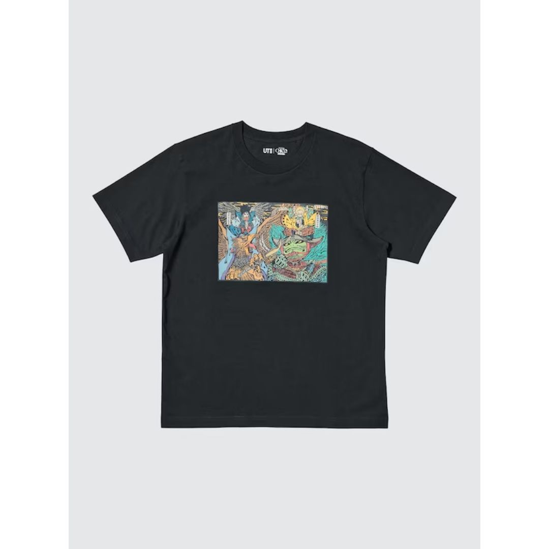 Kaos Uniqlo Naruto Ukiyo-e Black Manga UT Shueisha Anniversary 