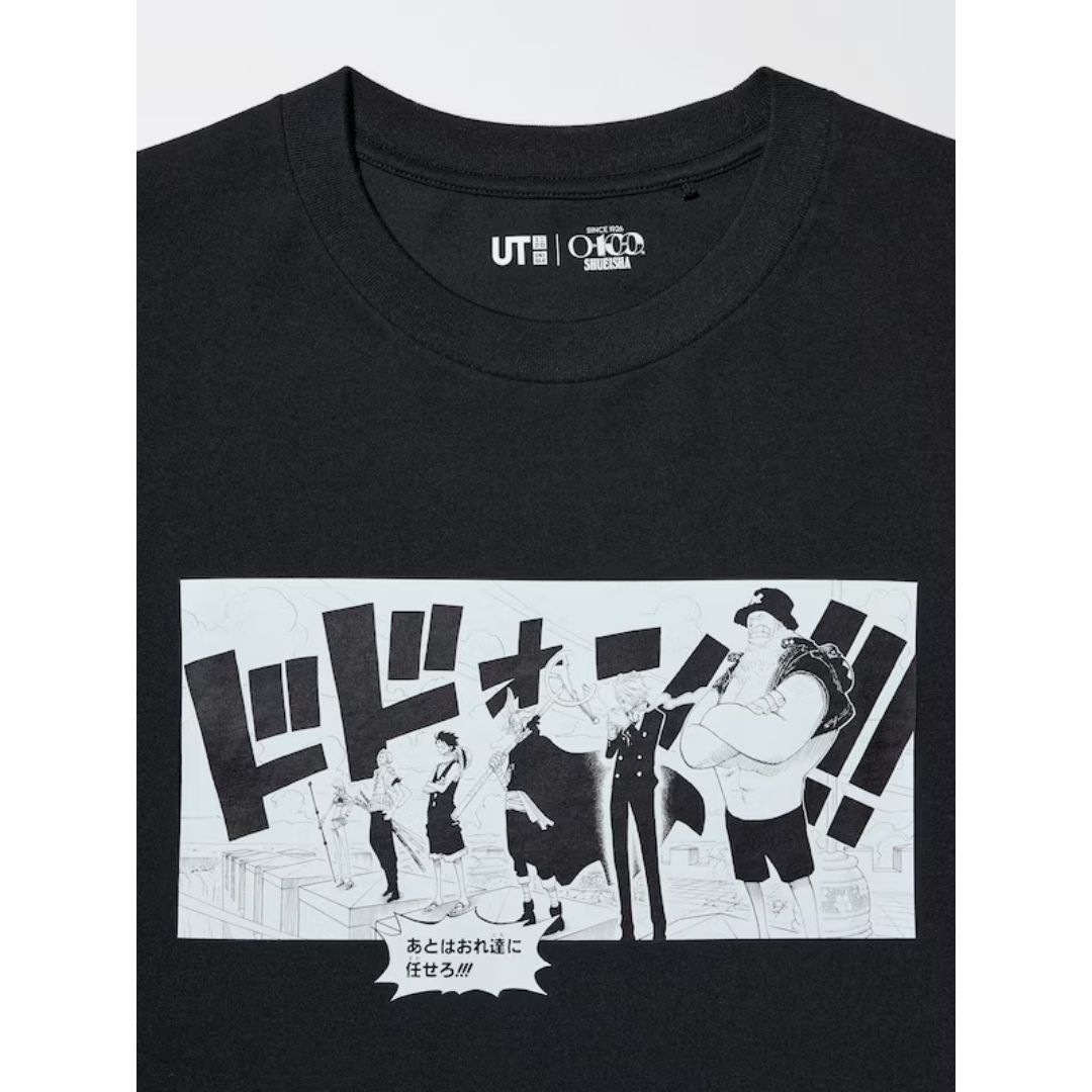 Kaos Uniqlo One Piece Straw Hat Black Manga UT Edition