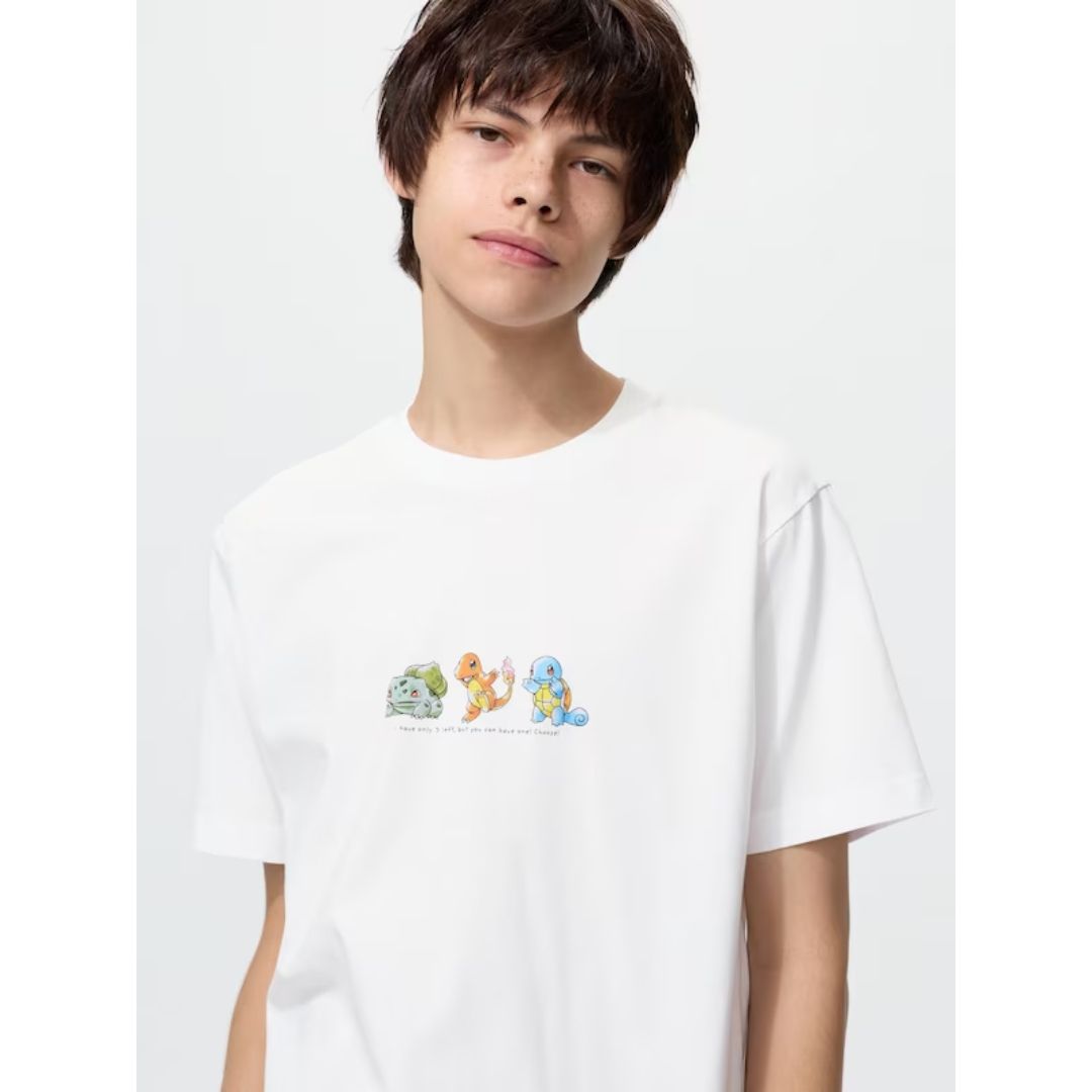 Kaos Uniqlo Pokemon Starter White 30th Anniversary UT Kaos Uniqlo Pokemon Starter White 30th Anniversary UT