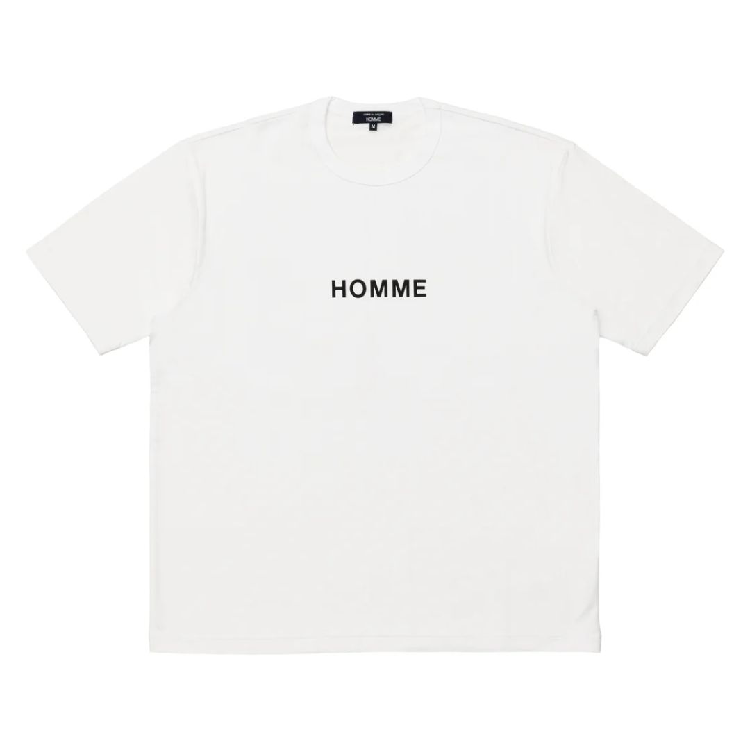 COMME des GARCONS HOMME Tight Jersey Tee White Cotton Garment Print T-Shirt