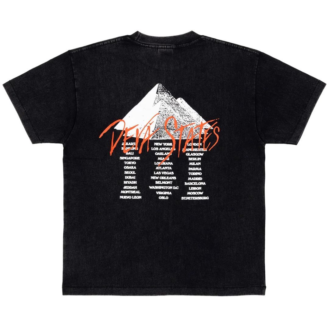 DEVA STATES Pyramid T-Shirt Washed Black Casual Tee Size S-XXL Collection