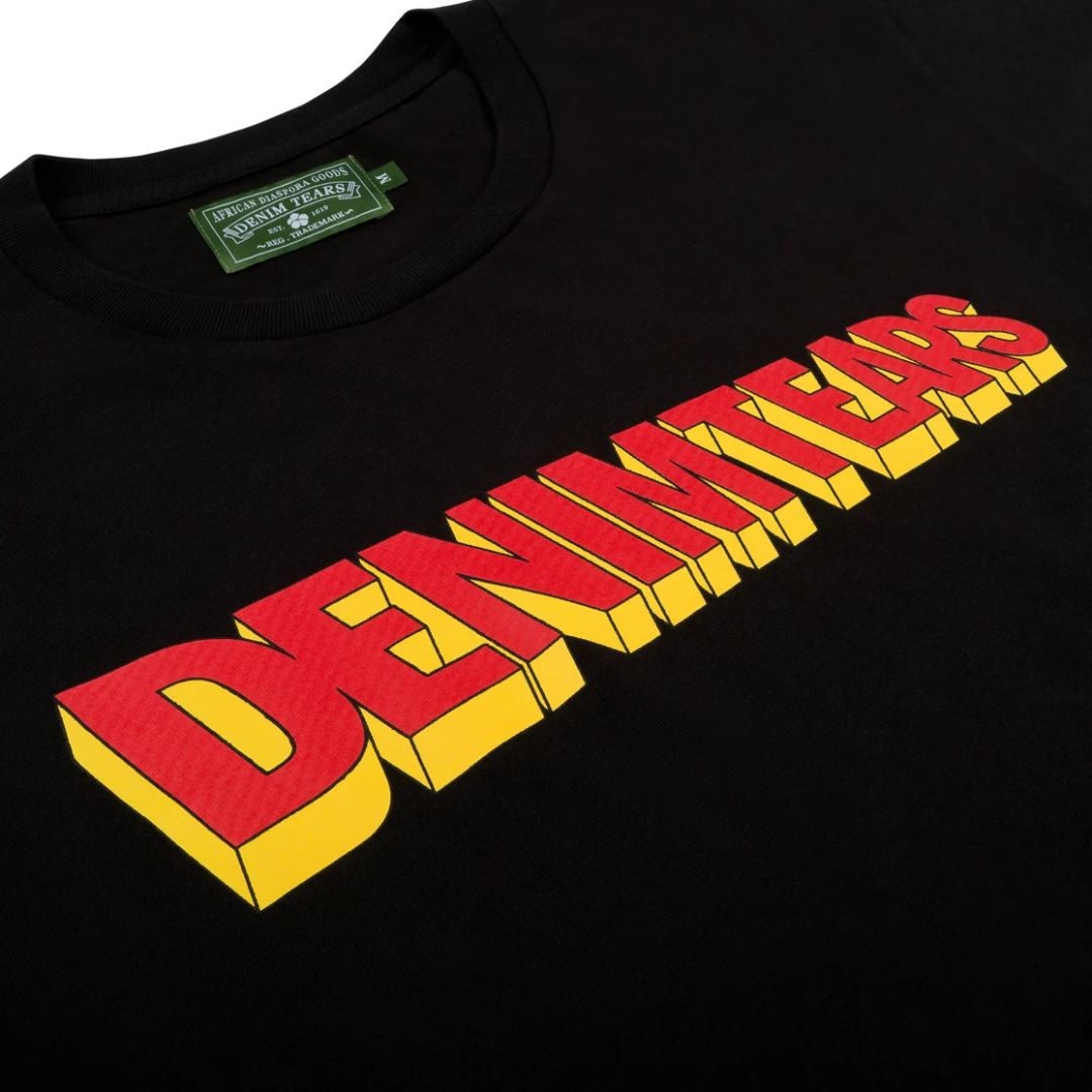 DENIM TEARS Stan Tee Black T-Shirt Casual Collection Streetwear Style 2025