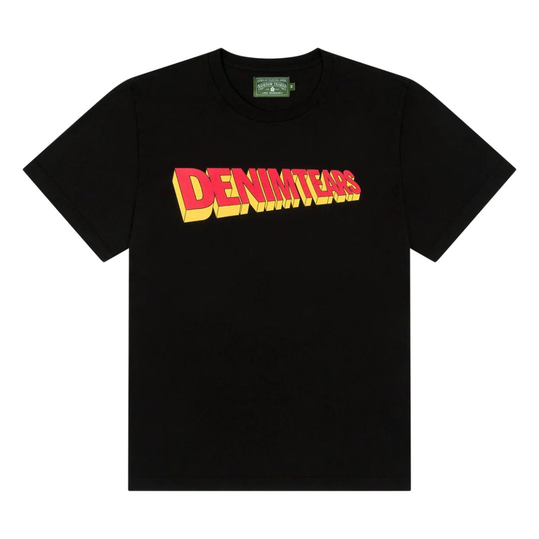 DENIM TEARS Stan Tee Black T-Shirt Casual Collection Streetwear Style 2025