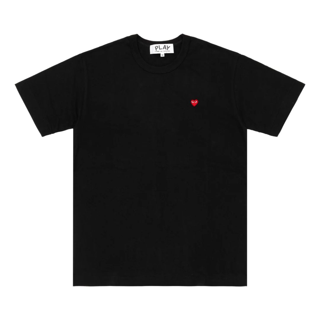 PLAY COMME des GARCONS Small Red Heart Black Cotton Jersey Tee Size XS-XXL