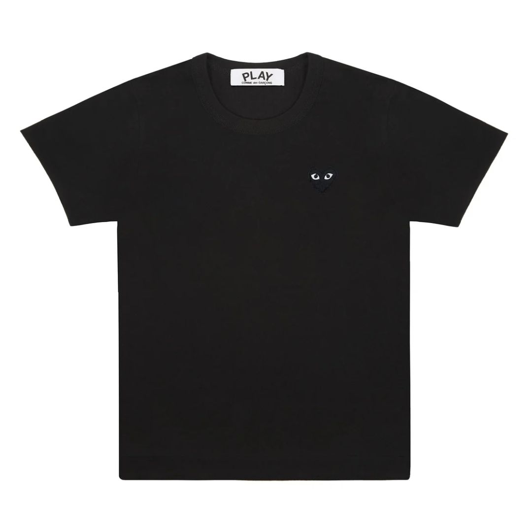 PLAY COMME des GARCONS T-Shirt 2 Black Cotton Jersey Black Emblem Japan