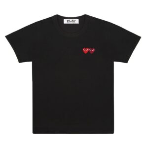 PLAY COMME des GARCONS Twin Red Emblem Black Burgundy Cotton T-Shirt Japan