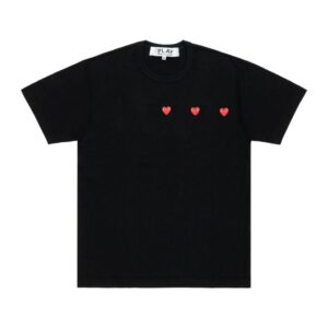 PLAY COMME des GARCONS Triple Red Heart Black Cotton Jersey T-Shirt Japan