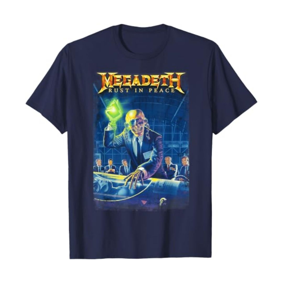 T-Shirt Megadeth Last In Peace Pria Navy Blue dengan Fit Longgar Nyaman