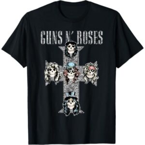 Guns N Roses T-Shirt Vintage Cross Official Black Men Tee Guns N Roses T-Shirt Vintage Cross Official Black Men Tee
