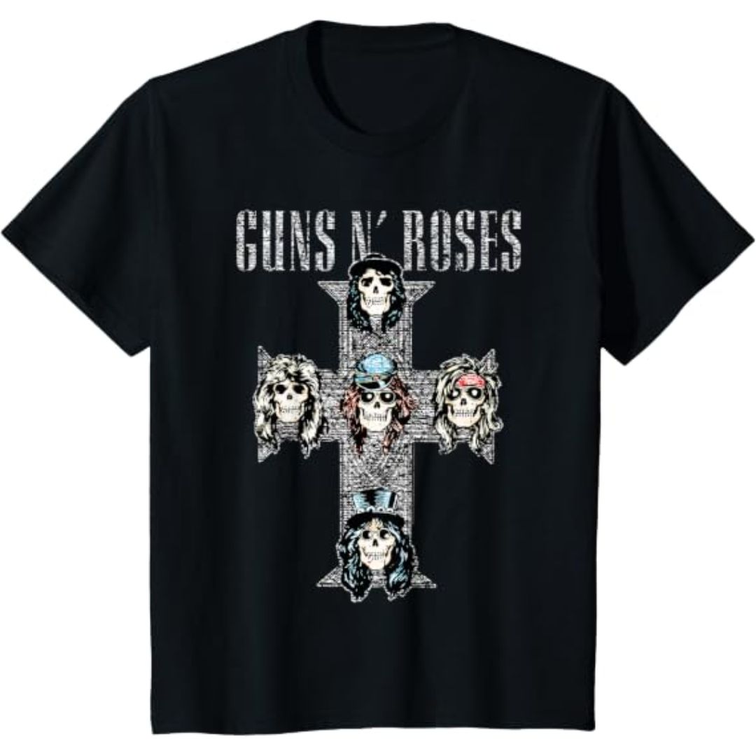  Guns N Roses T-Shirt Vintage Cross Official Black Tee 