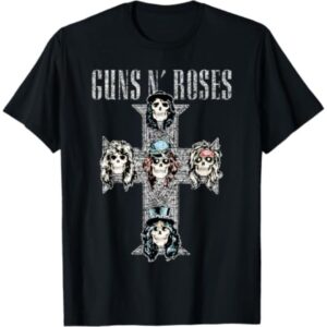 Guns N Roses T-Shirt Vintage Cross Official Black Woman Tee