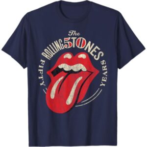 The Rolling Stones T-Shirt 50th Anniversary Logo Official Navy Blue (Men)