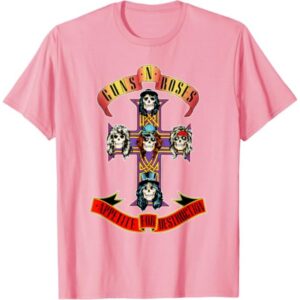 Guns N Roses T-Shirt Official Cross Pink (Men) Rock Fashion Guns N Roses T-Shirt Official Cross Pink (Men) Rock Fashion