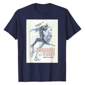 The Mandalorian Grogu Poster T-Shirt Navy Star Wars Graphic Tee untuk Pria