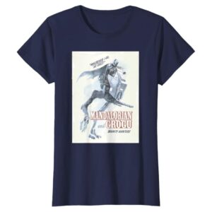 The Mandalorian Grogu Poster T-Shirt Women Navy Blue Star Wars Graphic Tee The Mandalorian Grogu Poster T-Shirt Women Navy Blue Star Wars Graphic Tee