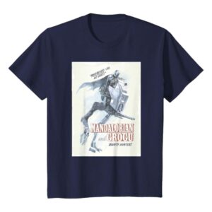The Mandalorian Grogu Poster T-Shirt Youth Navy Blue Star Wars Graphic Tee