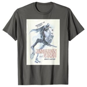 The Mandalorian Grogu Poster T-Shirt Men Asphalt Grey Star Wars Graphic Tee