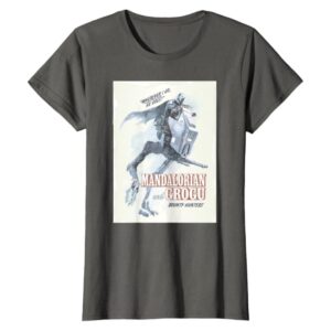 The Mandalorian Grogu Poster T-Shirt Women Asphalt Grey Star Wars Graphic Tee The Mandalorian Grogu Poster T-Shirt Women Asphalt Grey Star Wars Graphic Tee