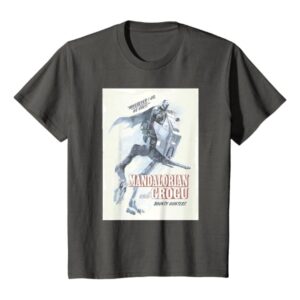 Mandalorian Grogu Poster T-Shirt Youth Asphalt Grey Star Wars Graphic Tee