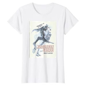 The Mandalorian Grogu Poster Women T-Shirt White Star Wars Graphic Tee The Mandalorian Grogu Poster Women T-Shirt White Star Wars Graphic Tee