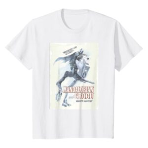 Mandalorian Grogu Poster Youth T-Shirt White Star Wars Graphic Tee Casual