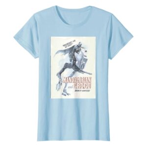 Mandalorian Grogu Poster Women T-Shirt Baby Blue Star Wars Graphic Tee