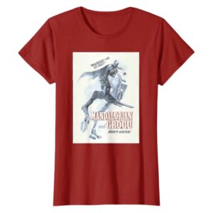 Mandalorian Grogu Poster T-Shirt Cranberry Women Star Wars Graphic Tee Casual