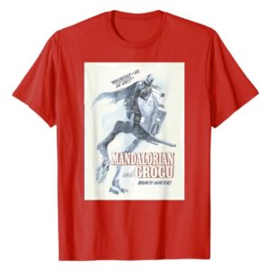 The Mandalorian Grogu Poster T-Shirt Red Men Star Wars Graphic Tee Casual