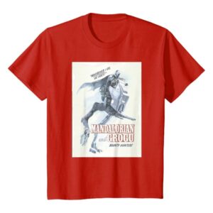 The Mandalorian Grogu Poster T-Shirt Red Youth Star Wars Graphic Tee Casual