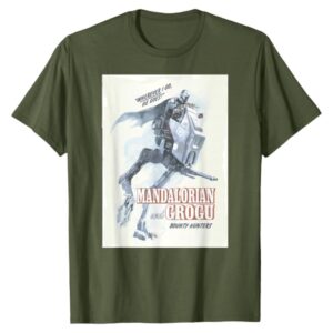 Mandalorian Grogu Olive Green T-Shirt Men Star Wars Graphic Tee Casual