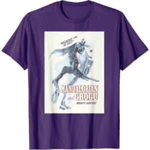 Star Wars T-Shirt Mandalorian Grogu Wherever I Go Purple Men (The Mandalorian And Grogu)