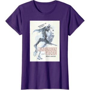 Star Wars T-Shirt Mandalorian Grogu Wherever I Go Purple Woman (The Mandalorian And Grogu)