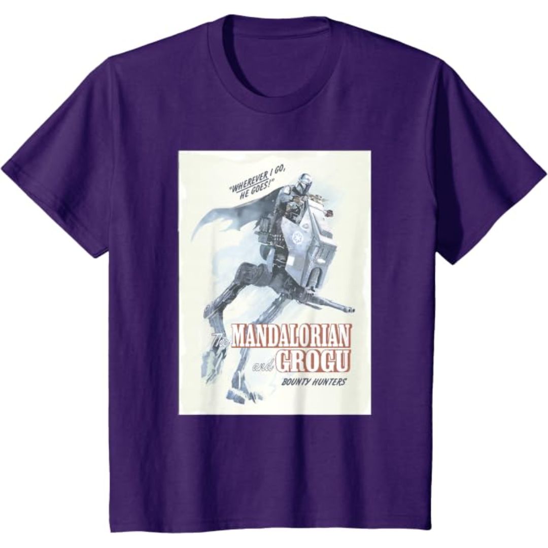 Star Wars T-Shirt Mandalorian Grogu Wherever I Go Purple Kids (The Mandalorian And Grogu) Star Wars T-Shirt Mandalorian Grogu Wherever I Go Purple Kids (The Mandalorian And Grogu)