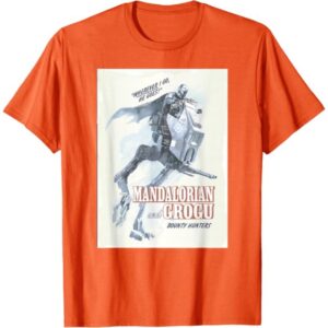 Star Wars T-Shirt Mandalorian Grogu Wherever I Go Orange Men (The Mandalorian And Grogu)