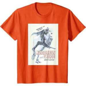 Star Wars T-Shirt Mandalorian Grogu Wherever I Go Orange Kids (The Mandalorian And Grogu)