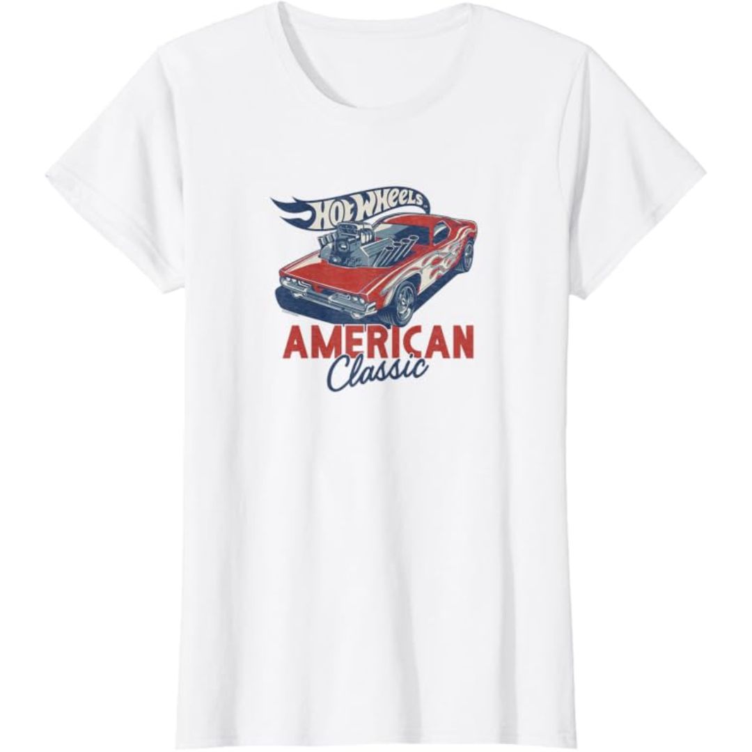 Hot Wheels T-Shirt American Classic Mattel White Woman Hot Wheels T-Shirt American Classic Mattel White Woman