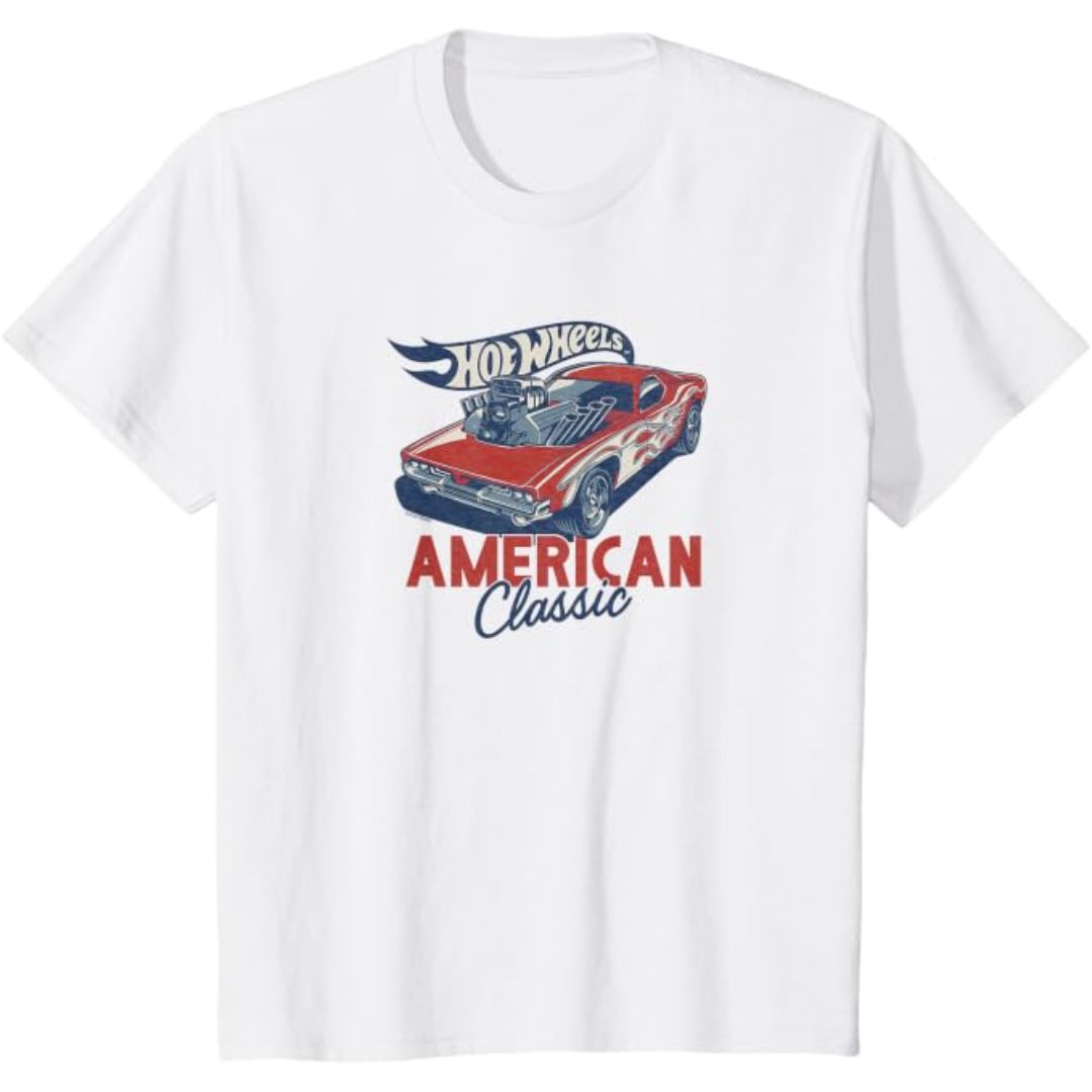 Hot Wheels T-Shirt American Classic Mattel White Kids/Youth Hot Wheels T-Shirt American Classic Mattel White Kids/Youth