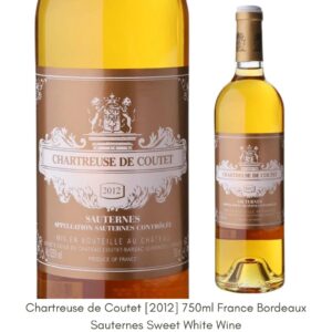 Wine Chartreuse de Coutet 2012 750ml Sweet White Wine Sauternes (HC) Wine Chartreuse de Coutet 2012 750ml Sweet White Wine Sauternes (HC)