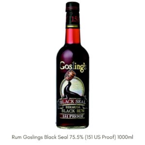 Rum Goslings Black Seal 75.5% 1000ml (151 US Proof) (HC) Rum Goslings Black Seal 75.5% 1000ml (151 US Proof) (HC)