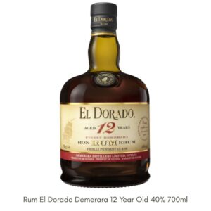 Rum El Dorado 12 Year Old 40% 700ml Demerara Rum Guyana (HC) Rum El Dorado 12 Year Old 40% 700ml Demerara Rum Guyana (HC)