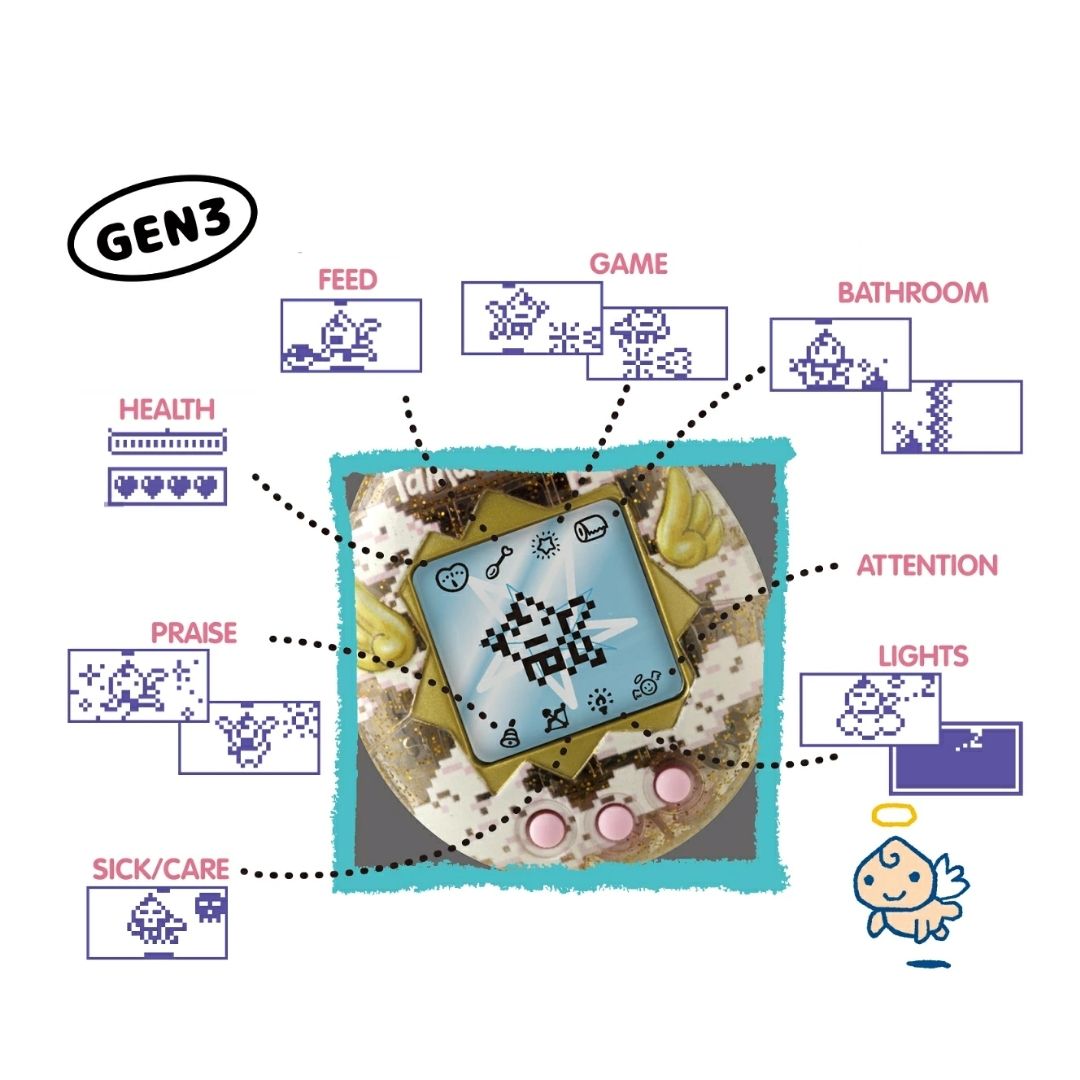 Tamagotchi Angel Balloon GEN3 dengan Desain Balon Udara Pop