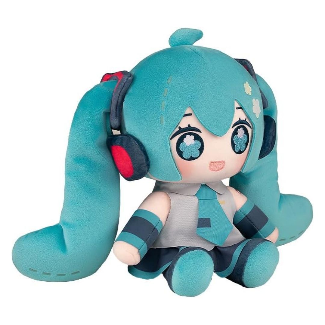 Hatsune Miku Huggy Doll Cute Sitting Plush dengan Flower Embroidery