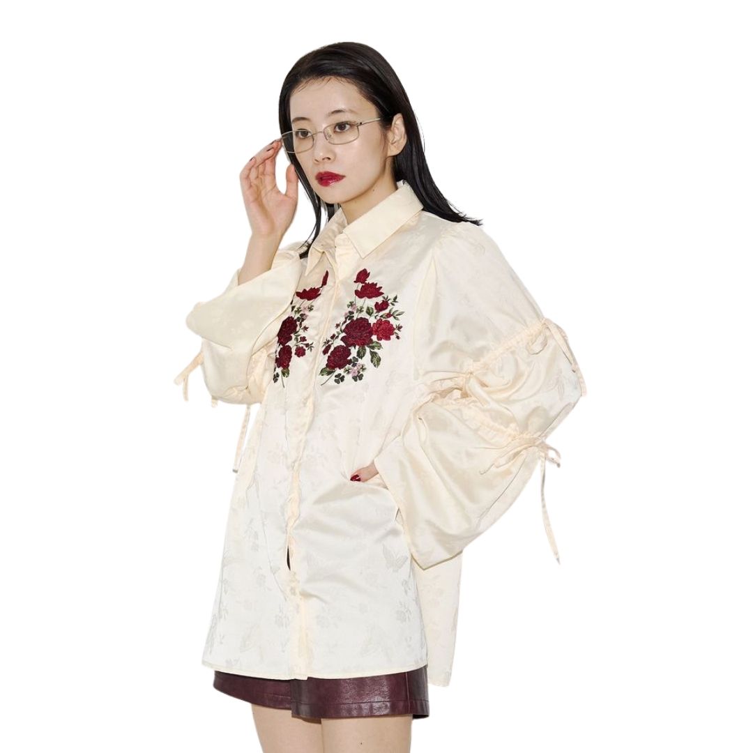 Apothecary Diaries jouetie JQD Tunic Shirt Ivory Black Pink Green Stylish Apothecary Diaries jouetie JQD Tunic Shirt Ivory Black Pink Green Stylish