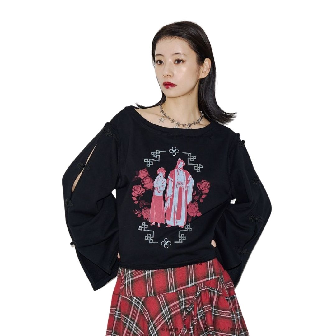 Apothecary Diaries jouetie Graphic Pullover Stylish Top Gray Black Bordeaux