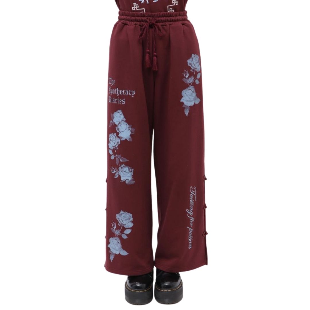 Apothecary Diaries jouetie Slit Pants Rose Motif Wide Sweat Gray Black Bordeaux