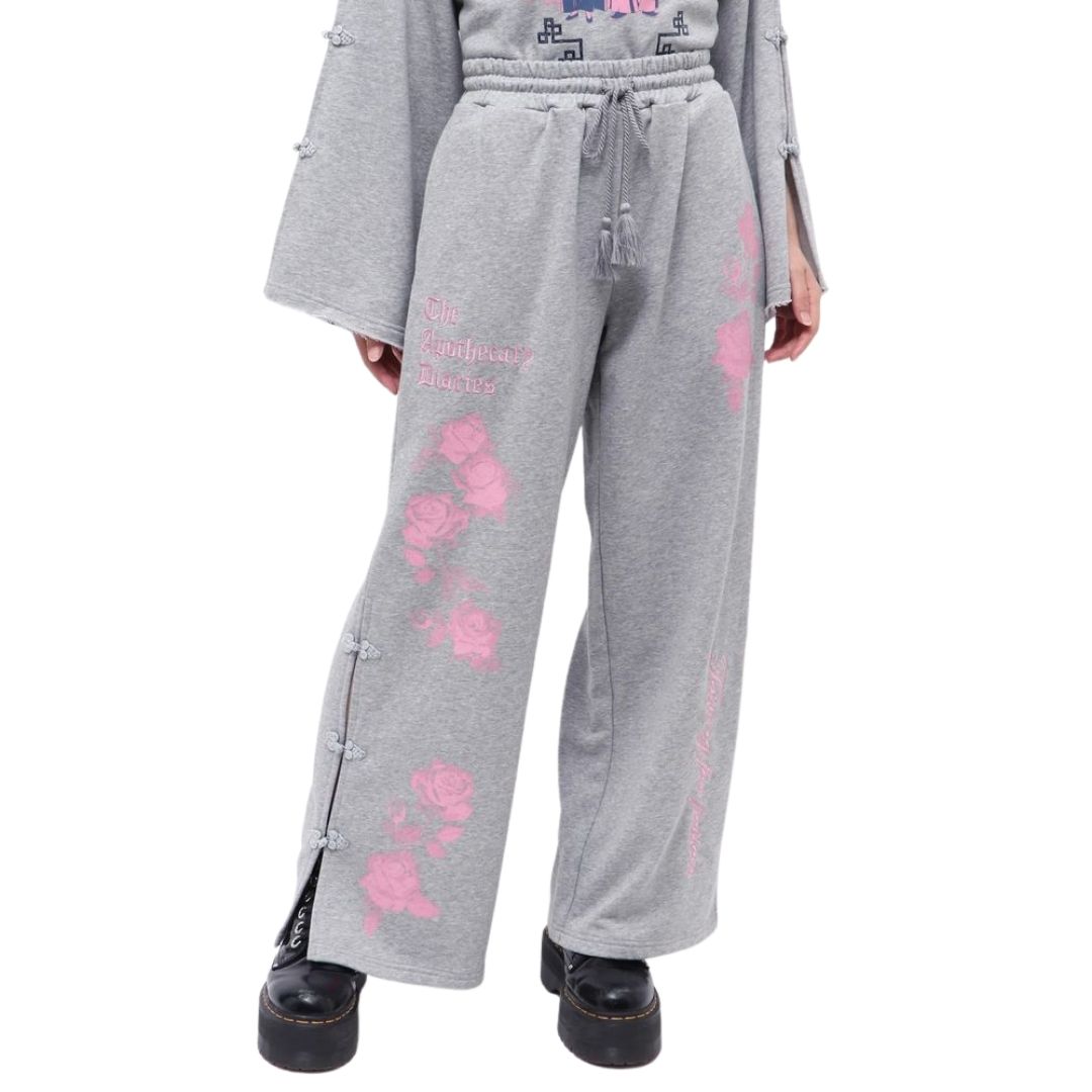 Apothecary Diaries jouetie Slit Pants Rose Motif Wide Sweat Gray Black Bordeaux
