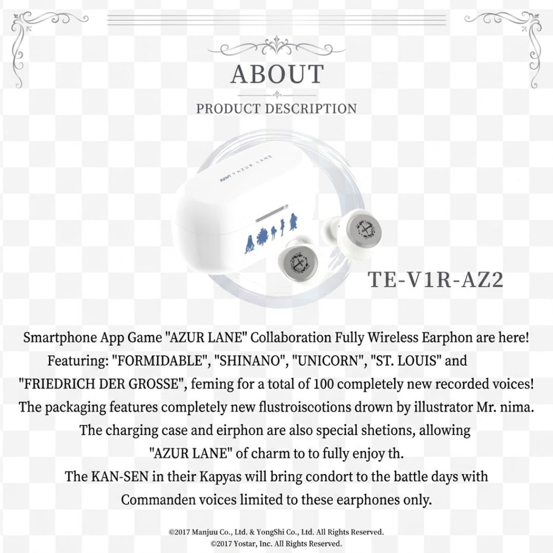 AVIOT Azur Lane TE-V1R-AZ2 Earphones 2nd Collaboration Hi-Res TWS