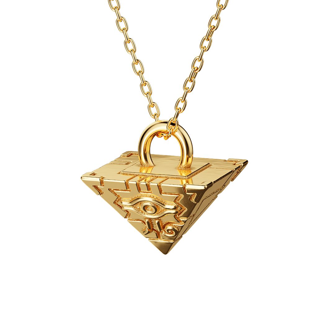 Yu-Gi-Oh Millennium Puzzle Silver Necklace 925 Yellow Gold Plated Premium